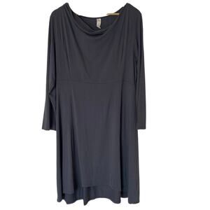 CHALET Bamboo Cotton Blend Long Sleeve Lagenlook Jersey Midi Dress,Size Large